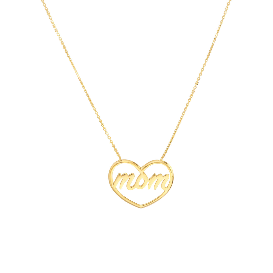 Script Mom in Open Heart Adjustable Necklace