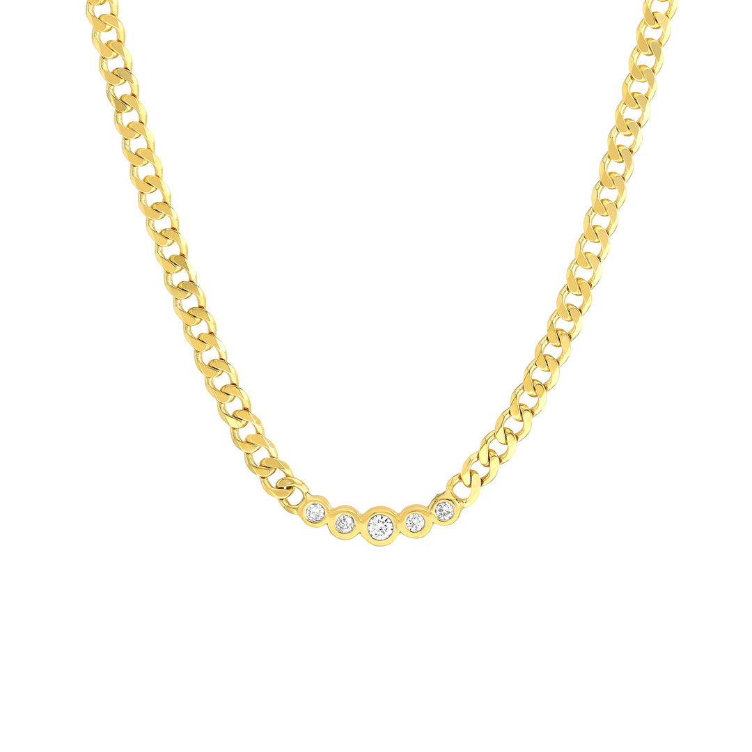 Curb Chain Necklace with Graduating Diamond