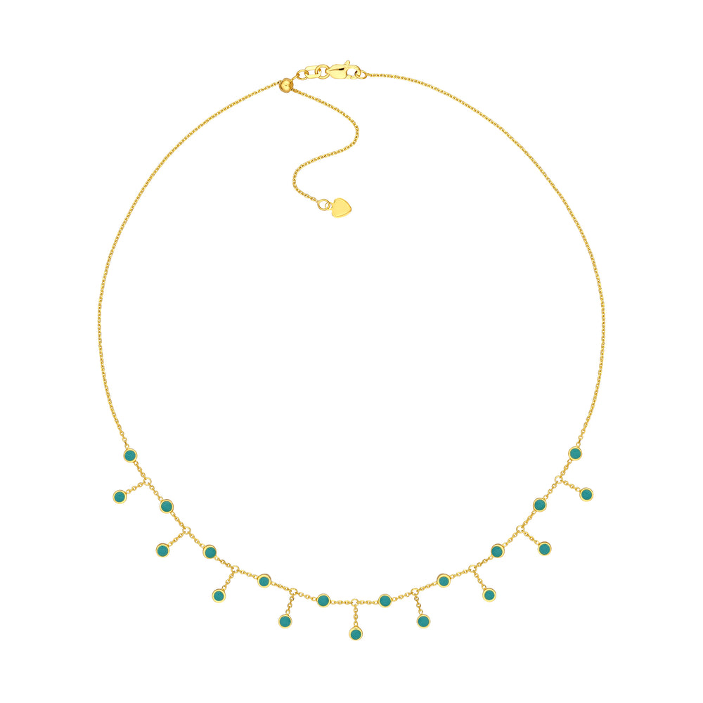 Turquoise Enamel Station and Dangle Choker