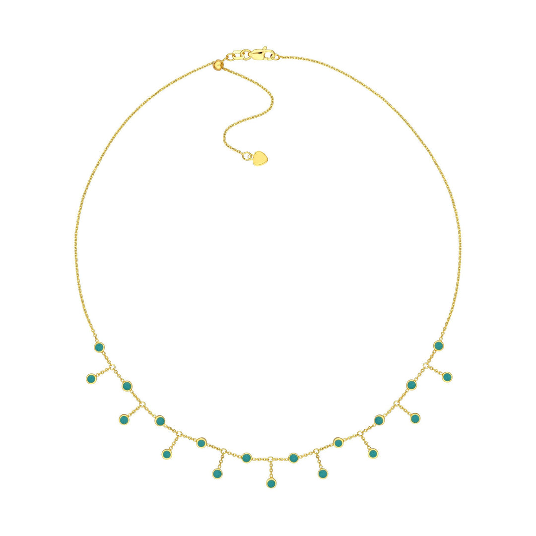 Turquoise Enamel Station and Dangle Choker