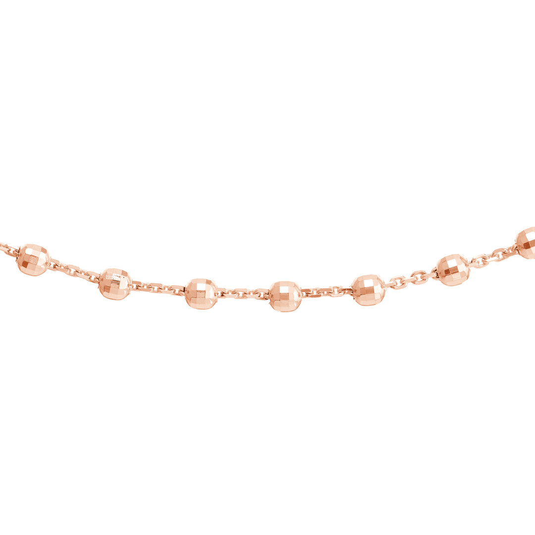 Diamond-Cut Bead Station Choker Chain Adjustable Lobster Lk