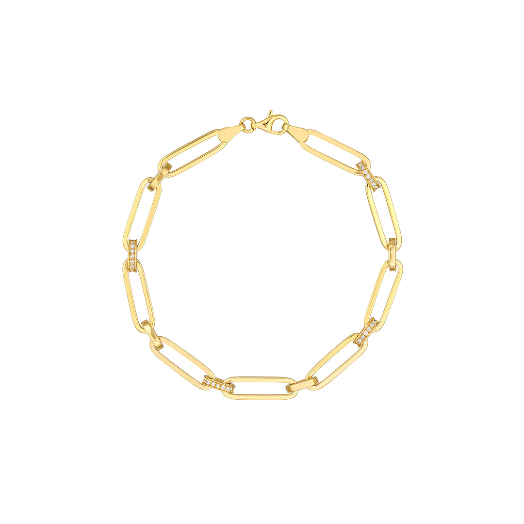 Pave Diamond Accented Paper Clip Chain Bracelet