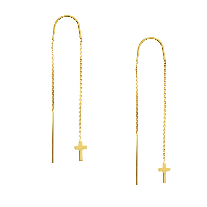 Polished Cross Threader Earrings