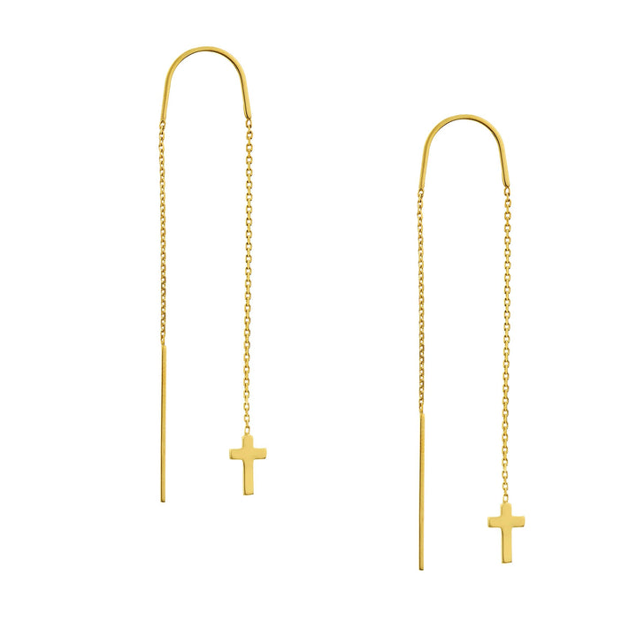 Polished Cross Threader Earrings