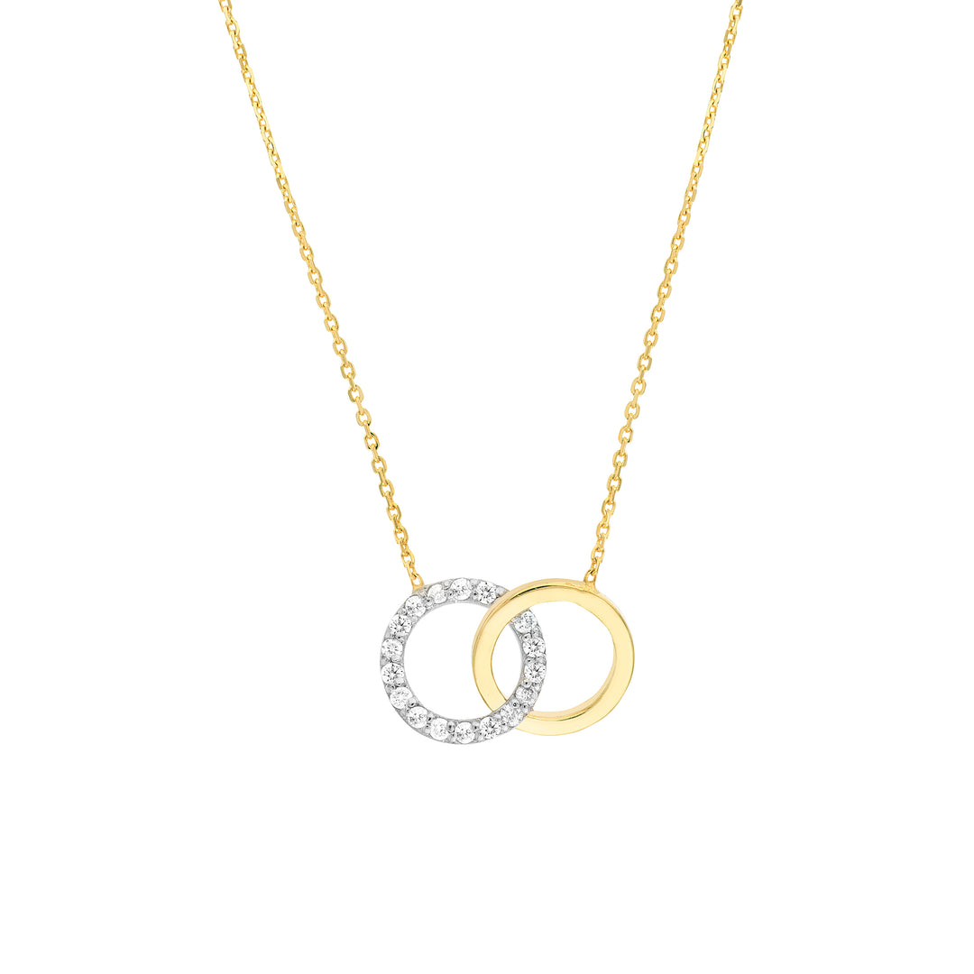 Intertwined Two-Toned Diamond Circles Necklace