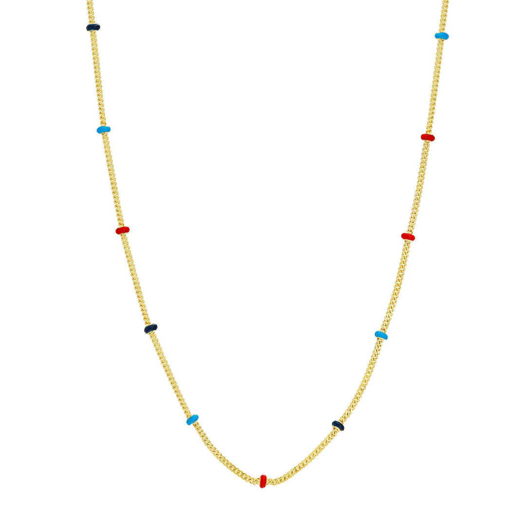 Tri-colored Enamel Bead Saturn Chain