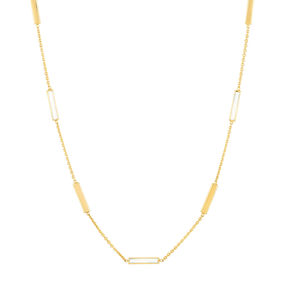 White Enamel Alternating Bar Necklace