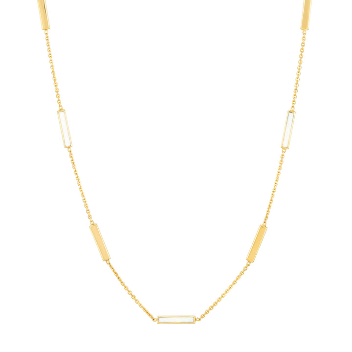 White Enamel Alternating Bar Necklace