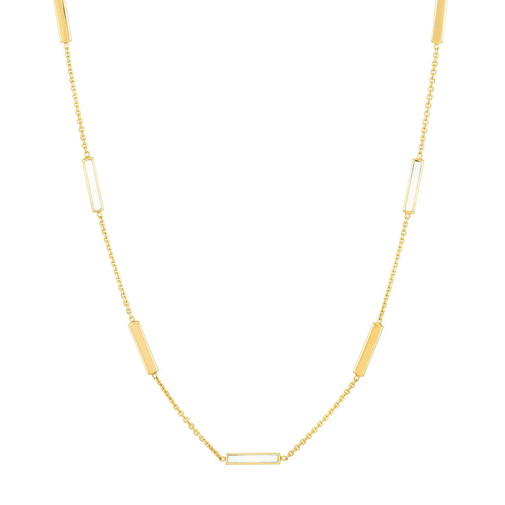 White Enamel Alternating Bar Necklace
