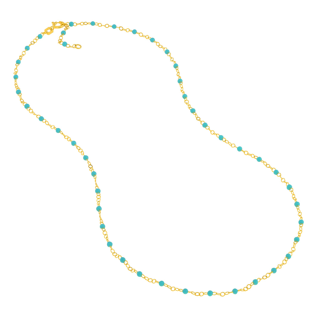 Light Turquoise Enamel Bead on Piatto Chain