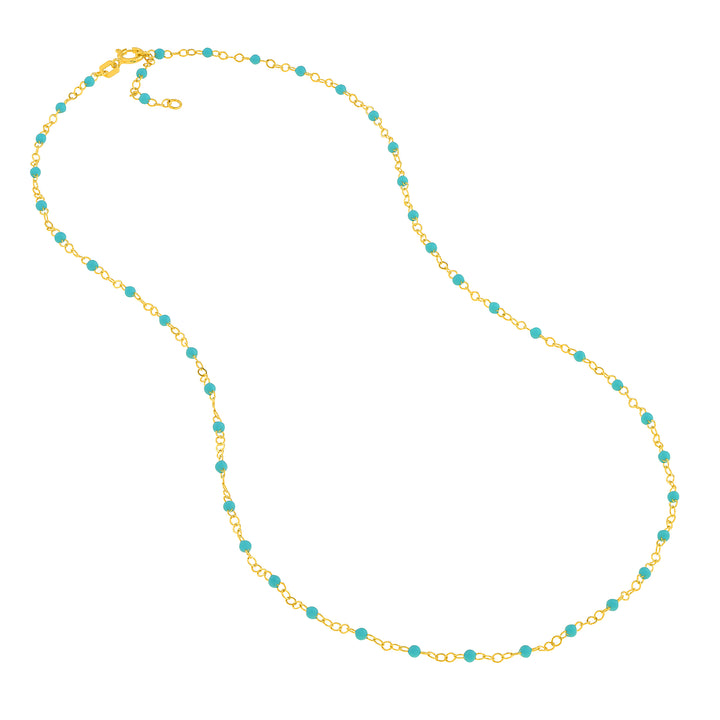 Light Turquoise Enamel Bead on Piatto Chain