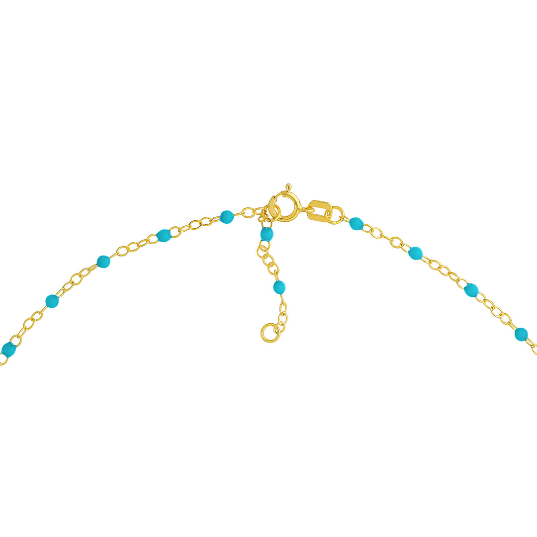 Light Turquoise Enamel Bead on Piatto Chain