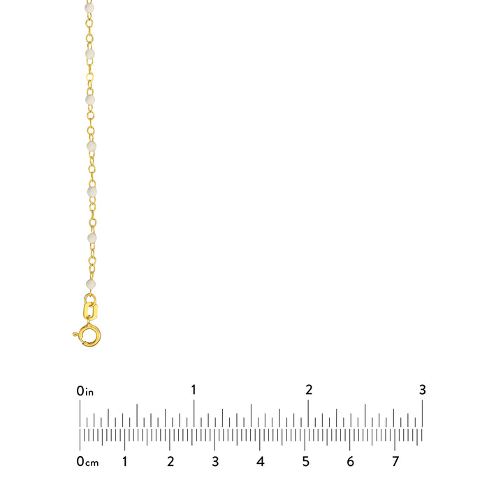 White Enamel Bead on Piatto Chain