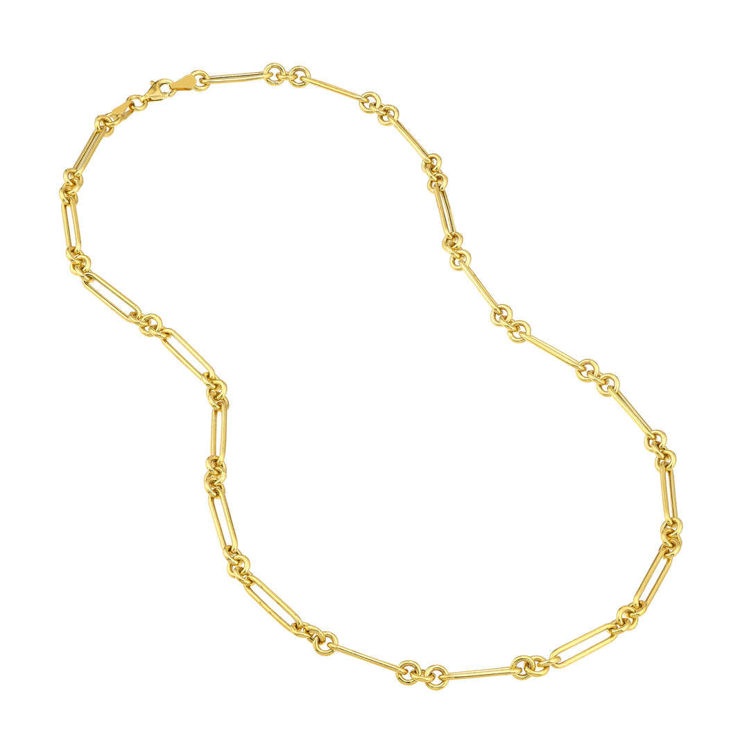 3+1 Hollow Fancy Rounded Paper Clip Chain with Pear Lock