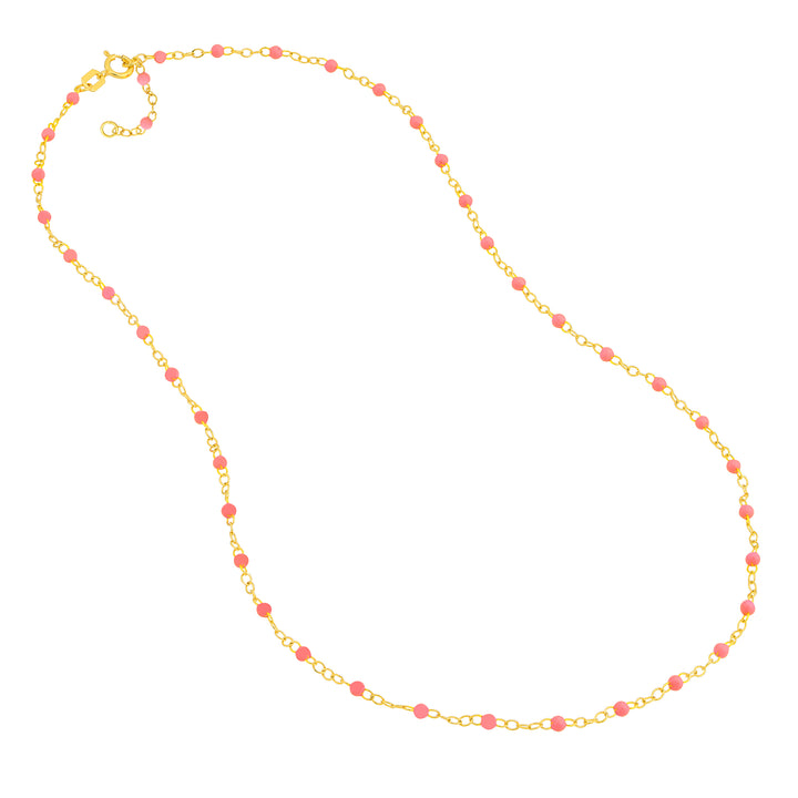 Baby Pink Enamel Bead Piatto Chain