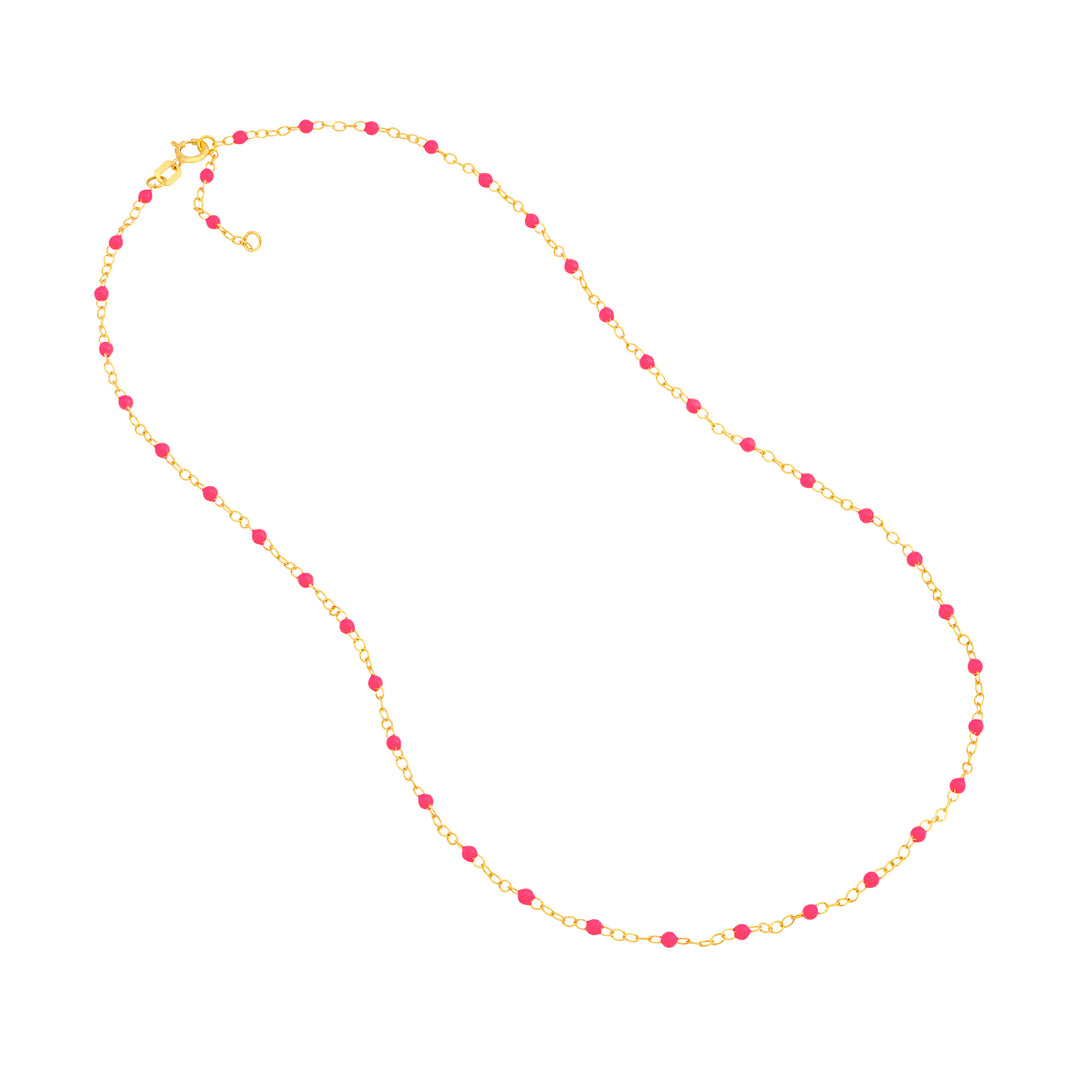 Neon Pink Enamel Bead Piatto Chain