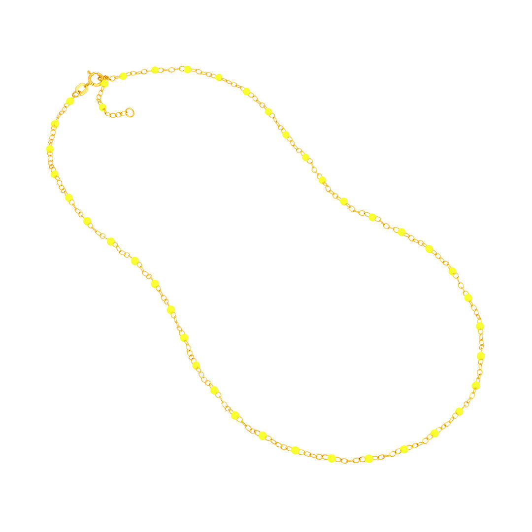 Neon Yellow Enamel Bead Piatto Chain
