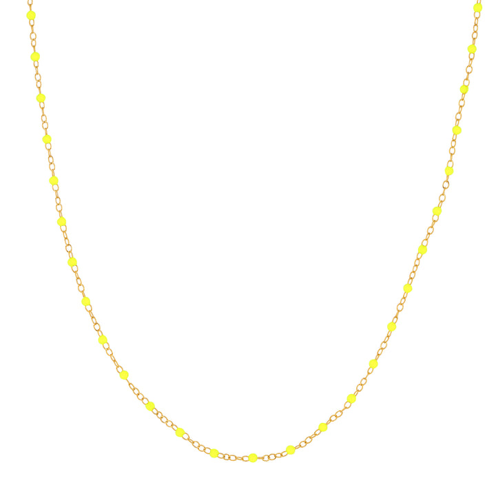 Neon Yellow Enamel Bead Piatto Chain