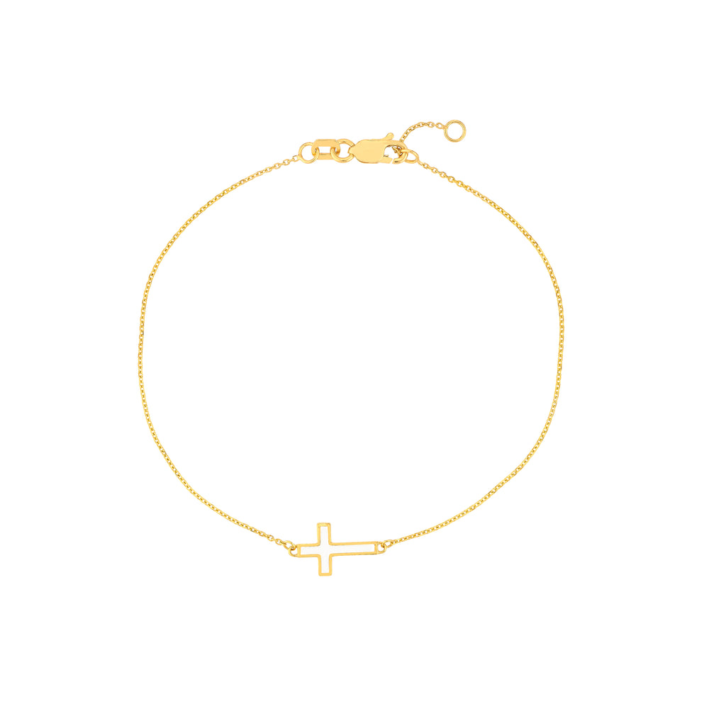 White Enamel Sideways Cross Bracelet