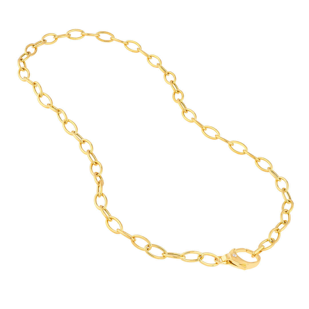 Diamond Pear Lock Oval Link Chain