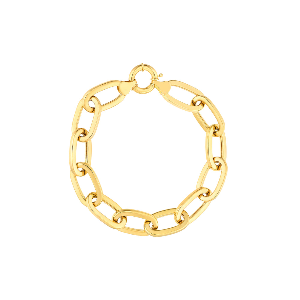 Flat Polished Oval Link Bracelet