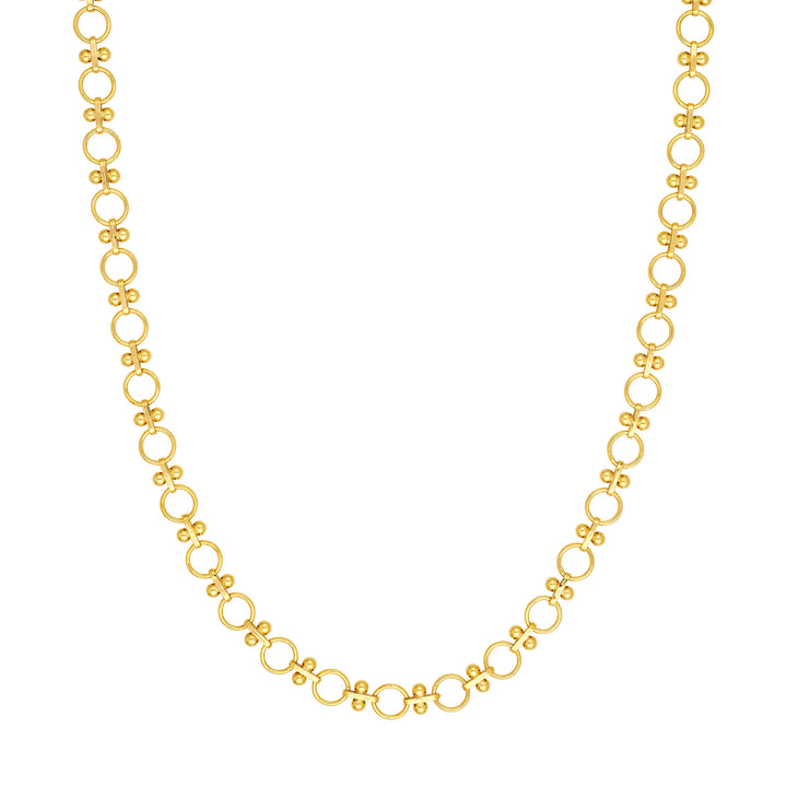 Alternating Round Link and Beaded Bar Necklace