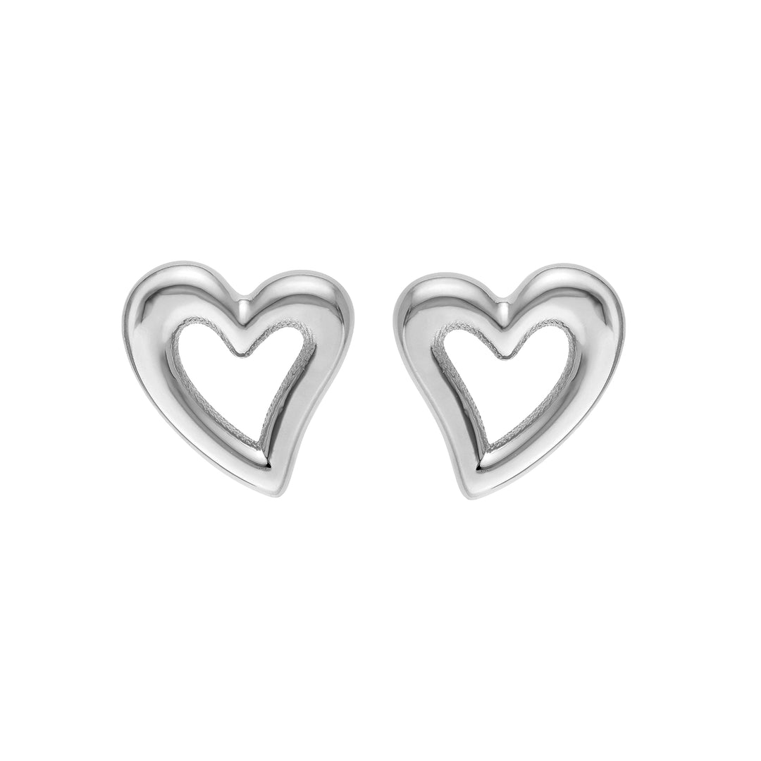 Small Open Heart Stud Earrings