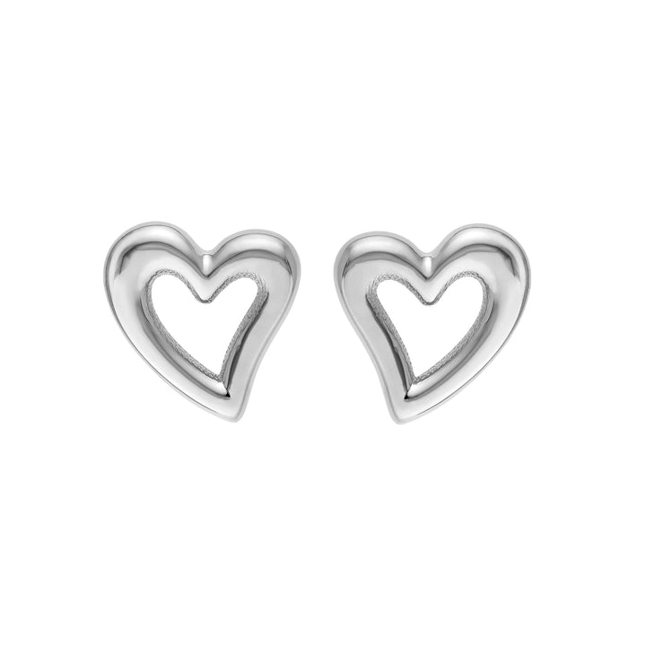 Small Open Heart Stud Earrings