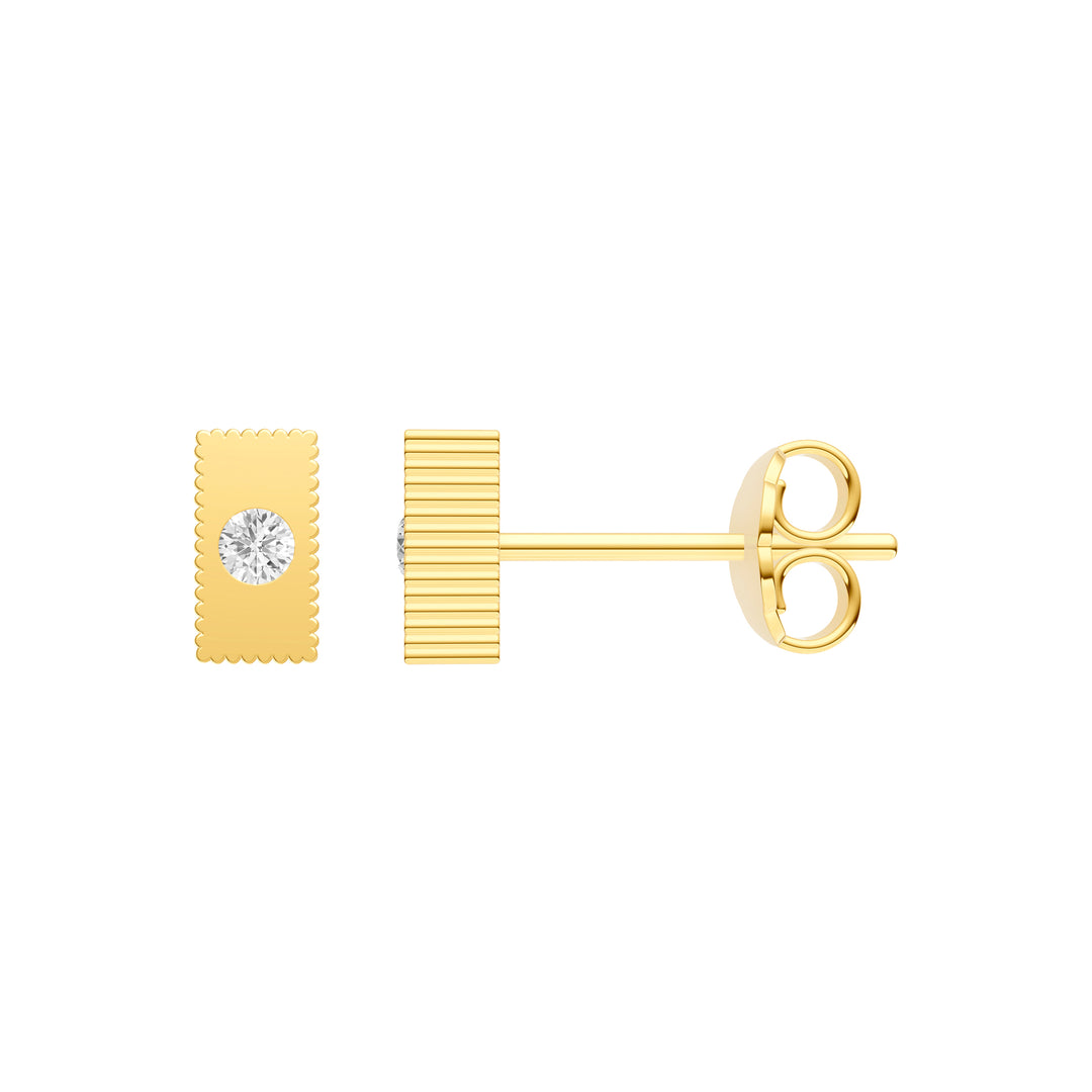1/20tcw Diamond Rectanglular Ridge Stud Earrings