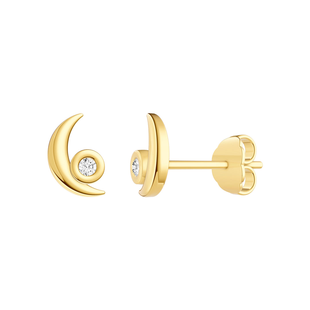 3pt Diamond Crescent Moon Earrings