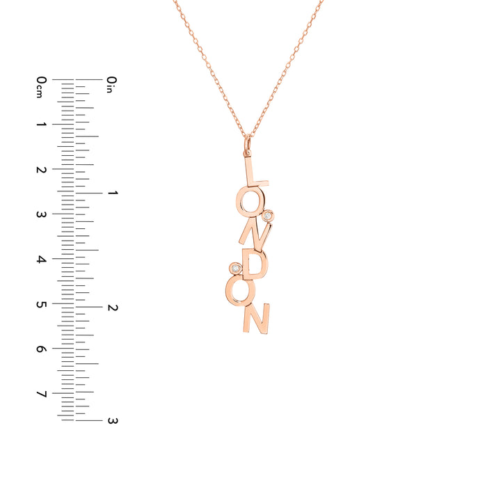 Dancing Block Letters Diamond Bezel Necklace