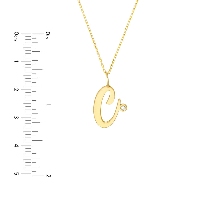 Script “C” Initial with Diamond Bezel Necklace