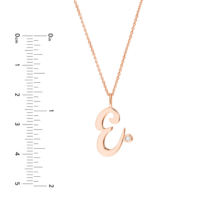 Script “E” Initial with Diamond Bezel Necklace