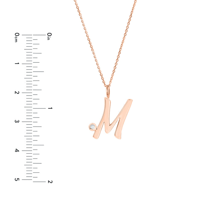 Script M with Diamond Bezel Necklace