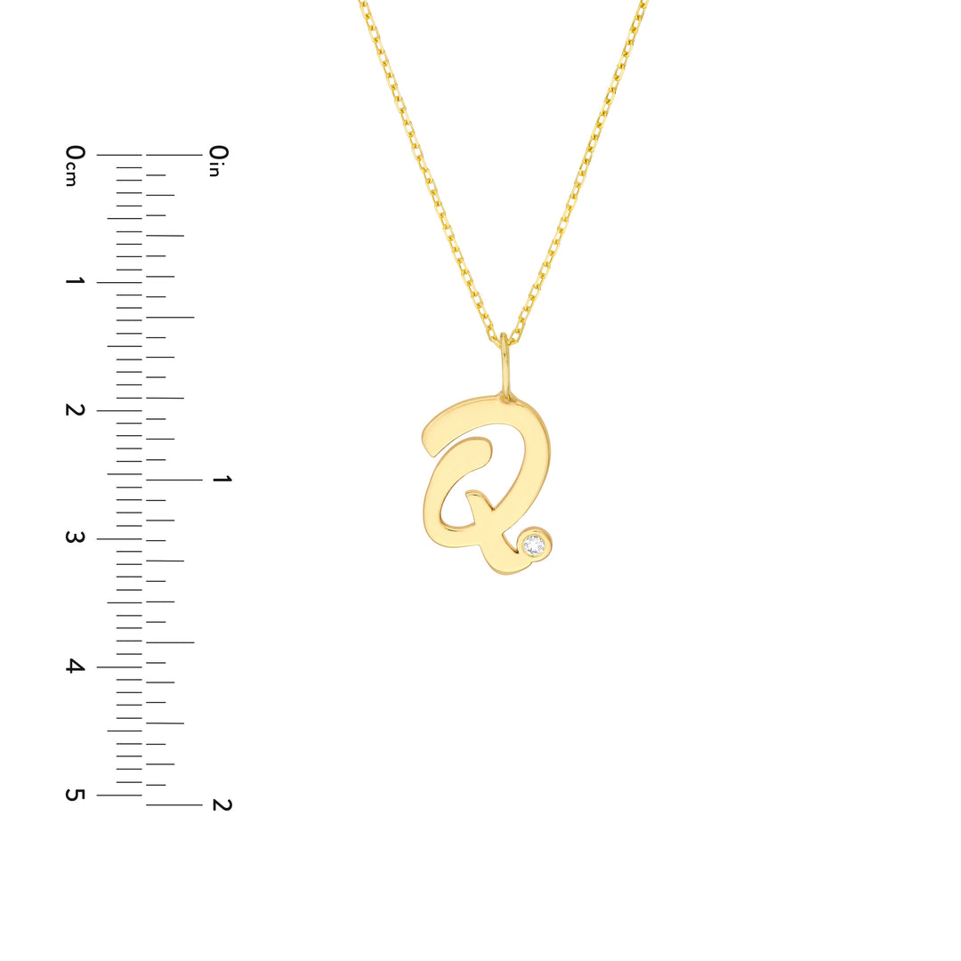 Script Q with Diamond Bezel Necklace