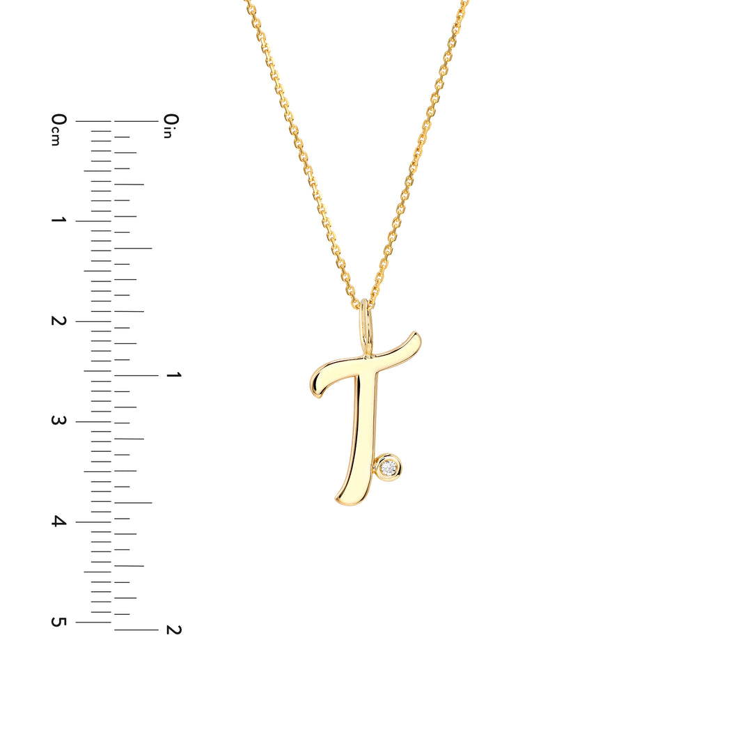 Script T with Diamond Bezel Necklace