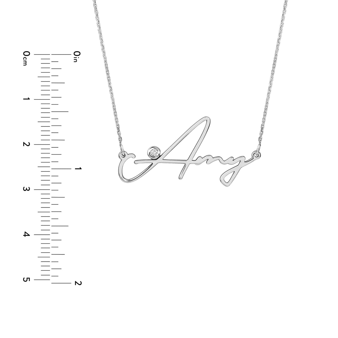 Signature Diamond Bezel Nameplate Necklace