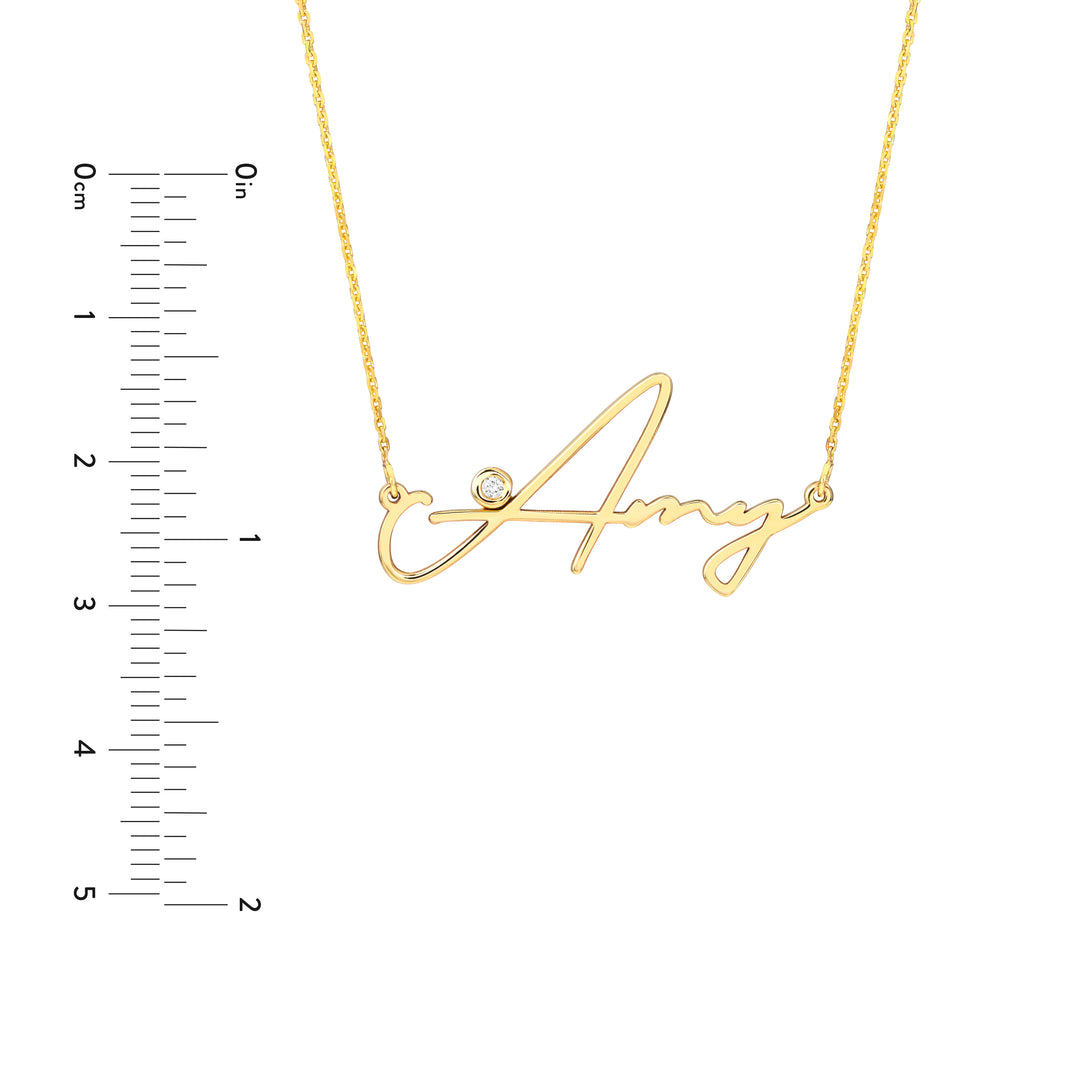 Signature Diamond Bezel Nameplate Necklace