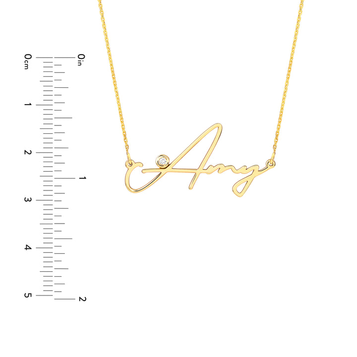 Signature Diamond Bezel Nameplate Necklace