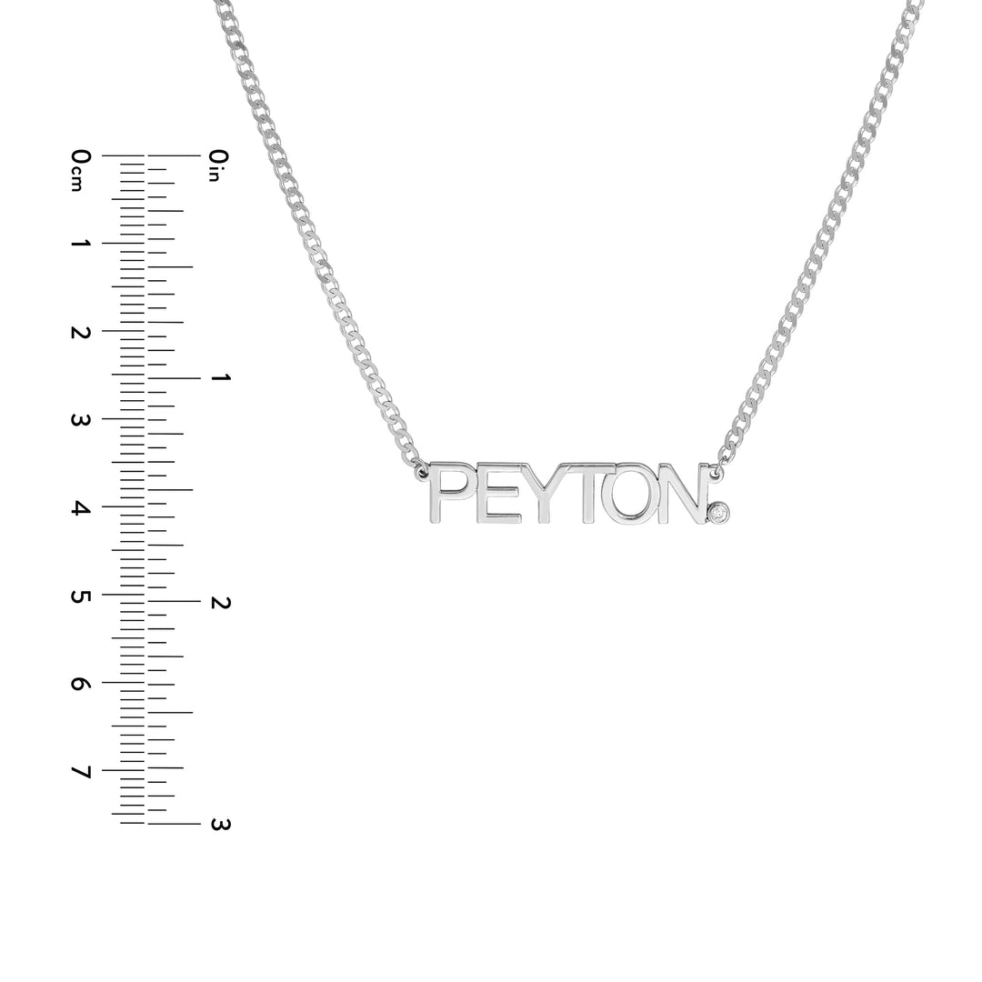 Block Nameplate Curb Chain Necklace w/Diamond
