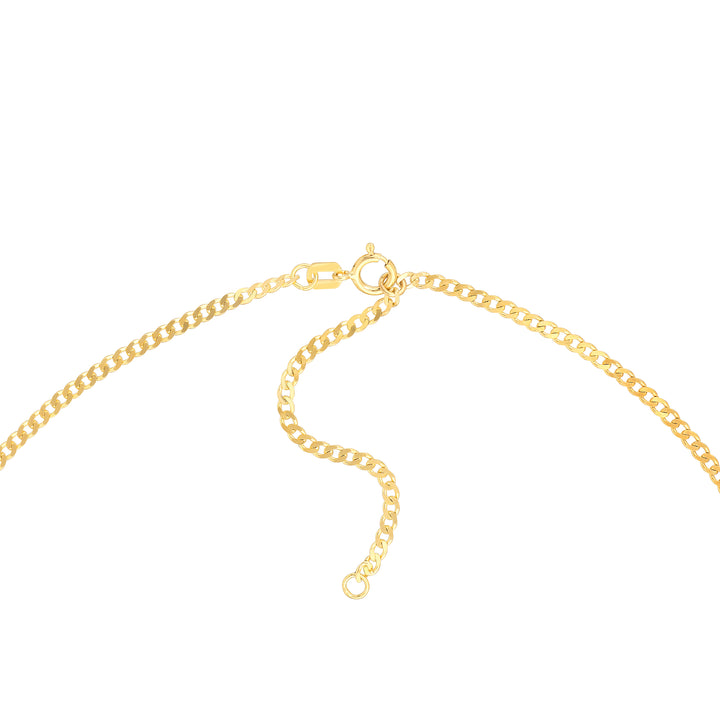 Block Nameplate Curb Chain Necklace w/Diamond
