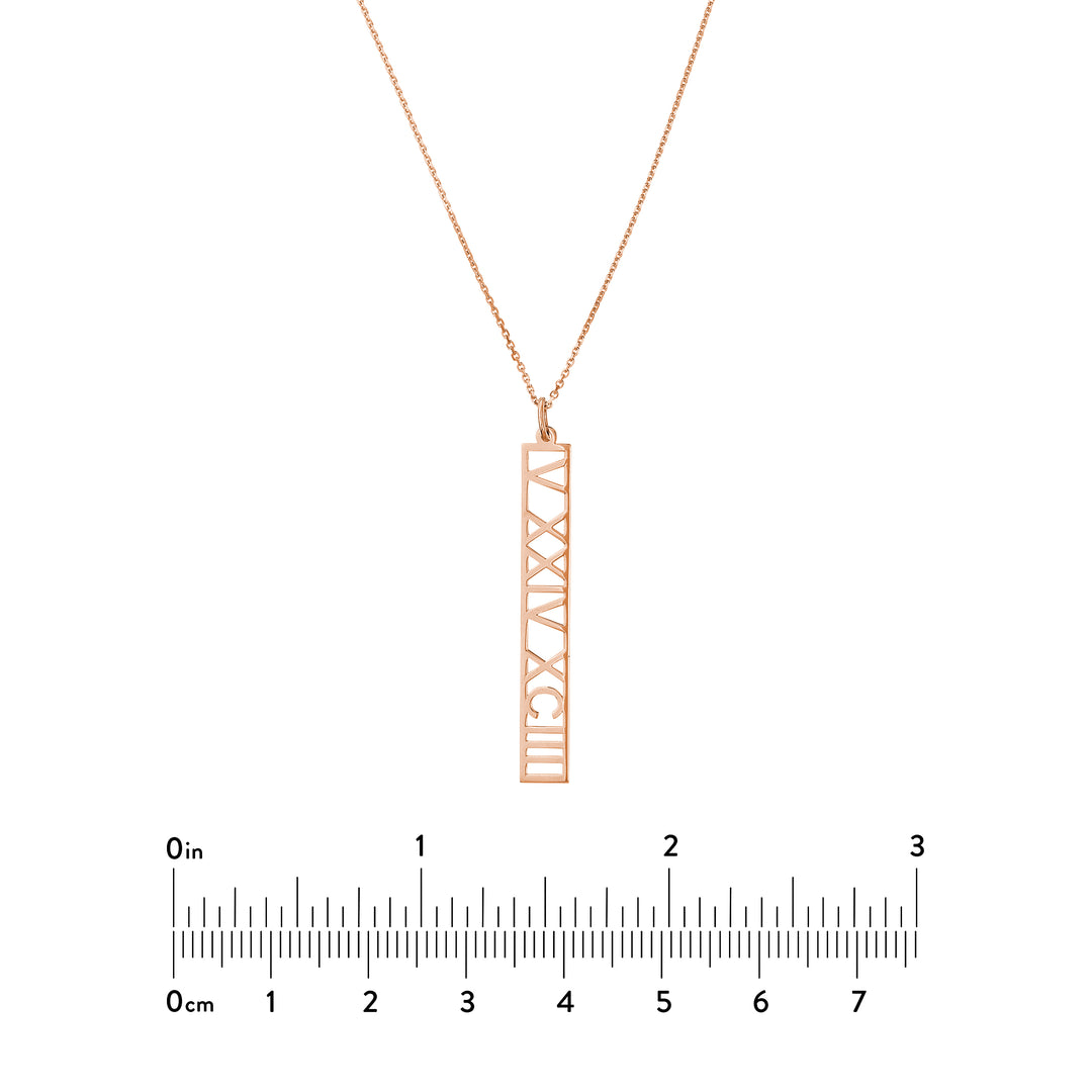 5mm Vertical Roman Numeral Pendant Necklace