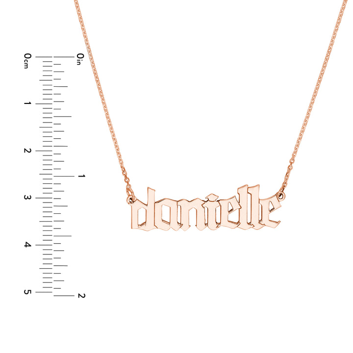 7mm Gothic Nameplate Necklace