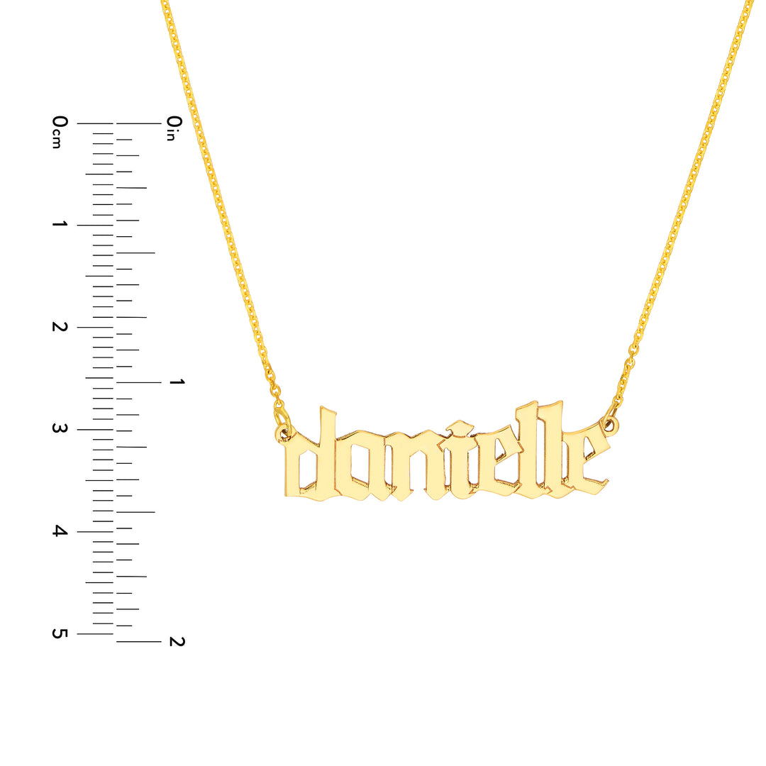 7mm Gothic Nameplate Necklace