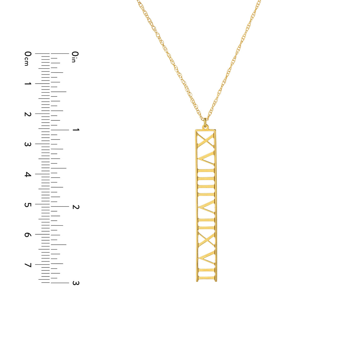 7mm Vertical Roman Numeral Pendant Necklace