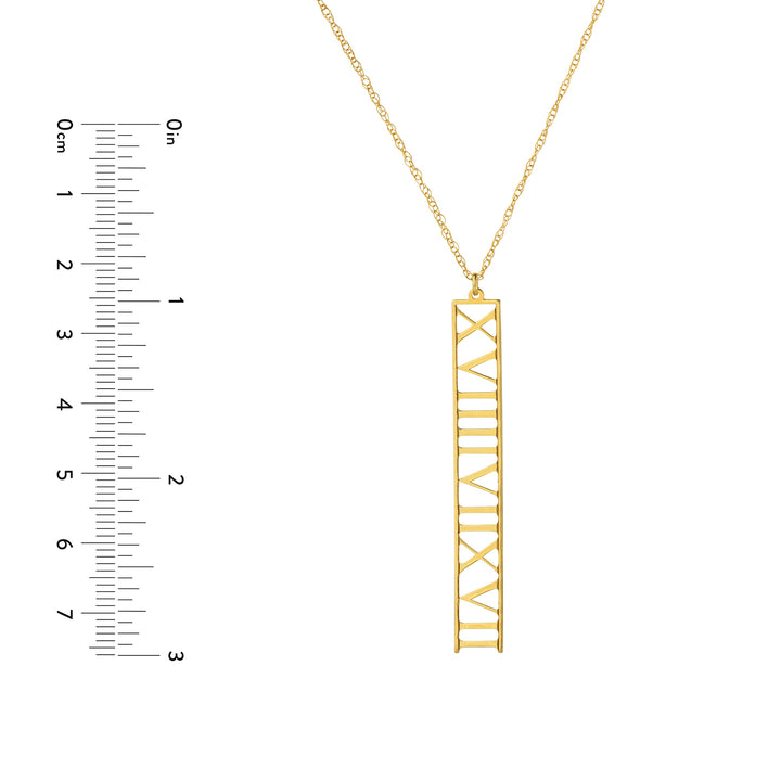 7mm Vertical Roman Numeral Pendant Necklace