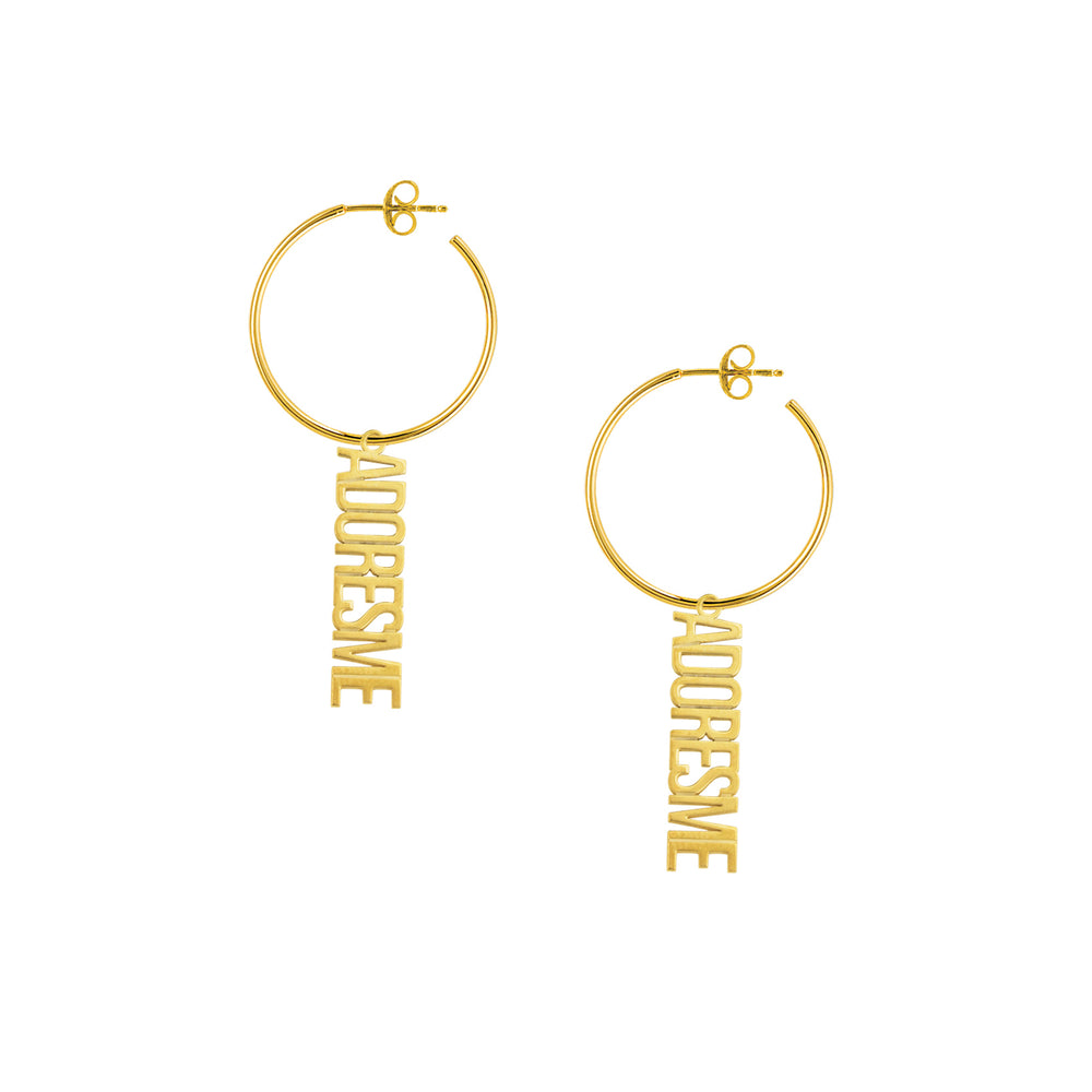 Personalization Vertical Nameplate Hoop Earrings