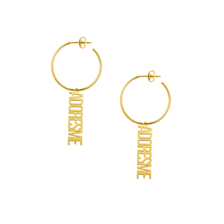 Personalization Vertical Nameplate Hoop Earrings
