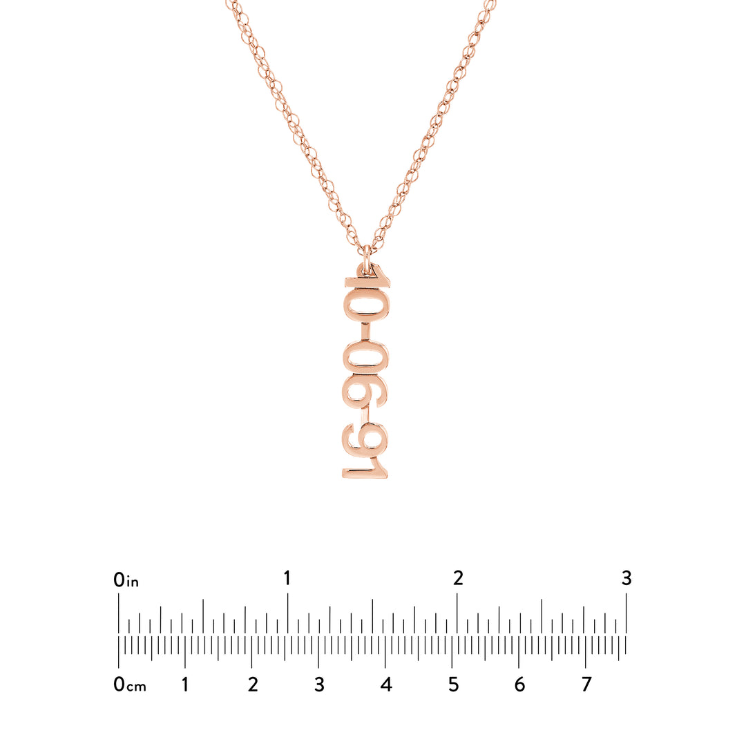 7mm Vertical Block Numeral Necklace