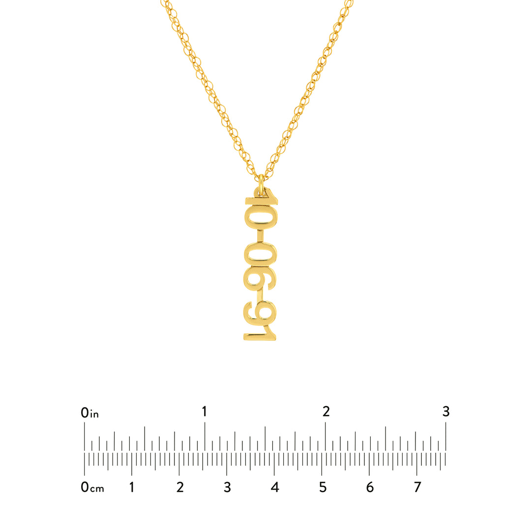 7mm Vertical Block Numeral Necklace